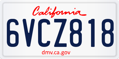 CA license plate 6VCZ818