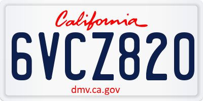 CA license plate 6VCZ820