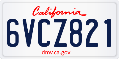 CA license plate 6VCZ821