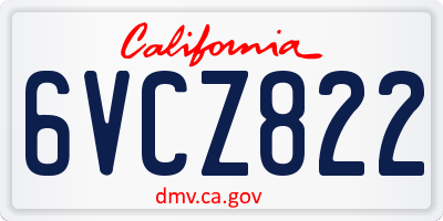 CA license plate 6VCZ822