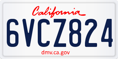 CA license plate 6VCZ824
