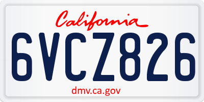 CA license plate 6VCZ826