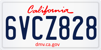 CA license plate 6VCZ828