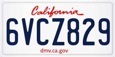 CA license plate 6VCZ829