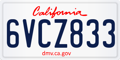 CA license plate 6VCZ833