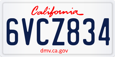CA license plate 6VCZ834