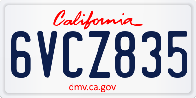 CA license plate 6VCZ835