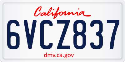 CA license plate 6VCZ837