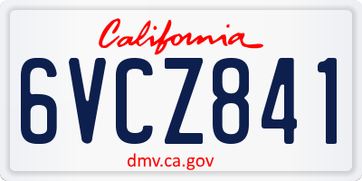 CA license plate 6VCZ841