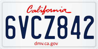 CA license plate 6VCZ842