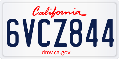 CA license plate 6VCZ844