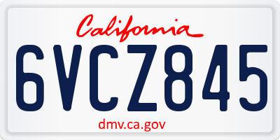 CA license plate 6VCZ845