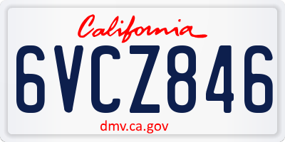 CA license plate 6VCZ846
