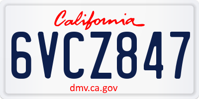 CA license plate 6VCZ847