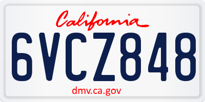 CA license plate 6VCZ848