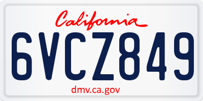 CA license plate 6VCZ849