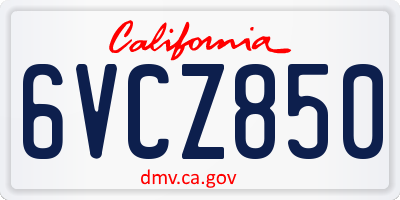 CA license plate 6VCZ850