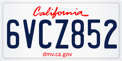 CA license plate 6VCZ852