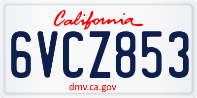 CA license plate 6VCZ853