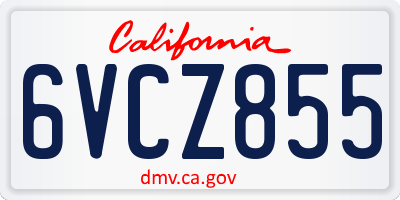 CA license plate 6VCZ855