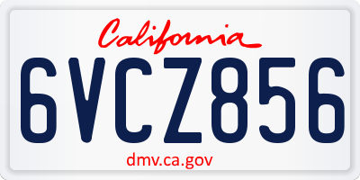 CA license plate 6VCZ856