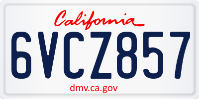 CA license plate 6VCZ857