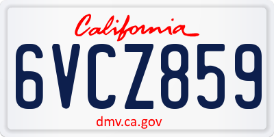 CA license plate 6VCZ859