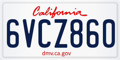 CA license plate 6VCZ860