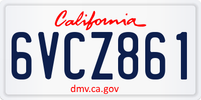 CA license plate 6VCZ861