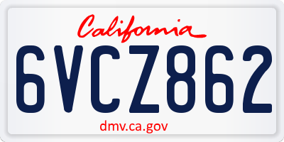 CA license plate 6VCZ862