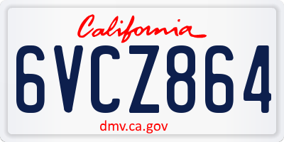 CA license plate 6VCZ864