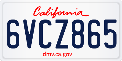 CA license plate 6VCZ865
