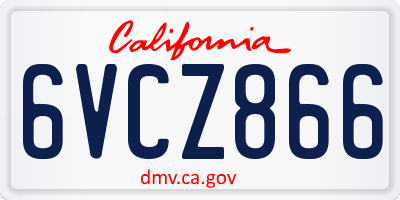 CA license plate 6VCZ866