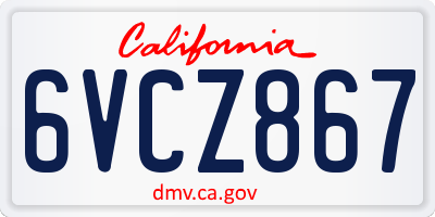 CA license plate 6VCZ867