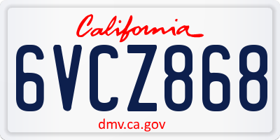 CA license plate 6VCZ868