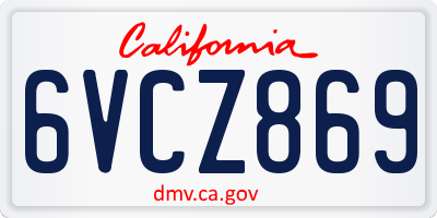 CA license plate 6VCZ869