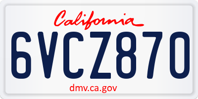 CA license plate 6VCZ870