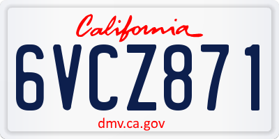 CA license plate 6VCZ871