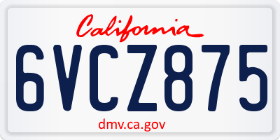 CA license plate 6VCZ875