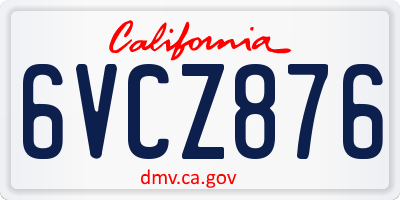CA license plate 6VCZ876