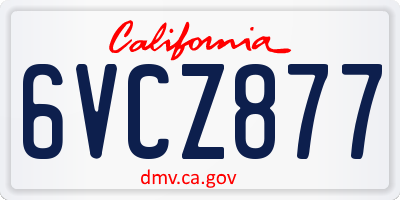 CA license plate 6VCZ877