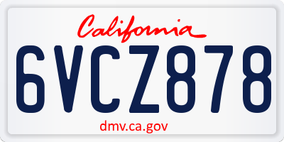 CA license plate 6VCZ878