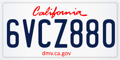 CA license plate 6VCZ880