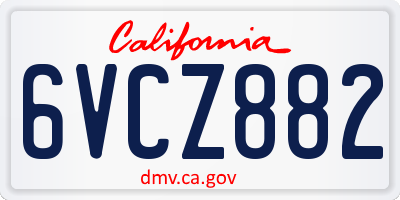 CA license plate 6VCZ882