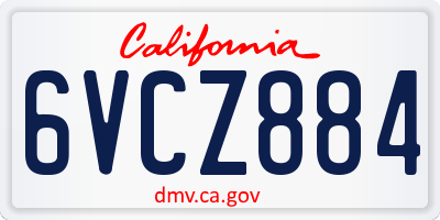 CA license plate 6VCZ884
