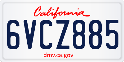 CA license plate 6VCZ885