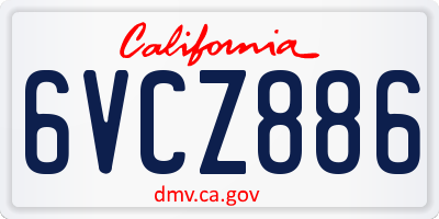 CA license plate 6VCZ886