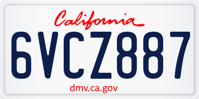 CA license plate 6VCZ887
