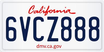 CA license plate 6VCZ888
