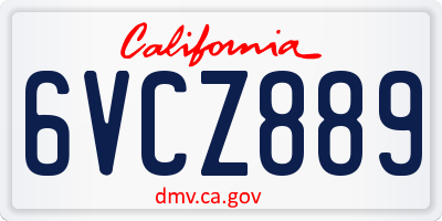 CA license plate 6VCZ889